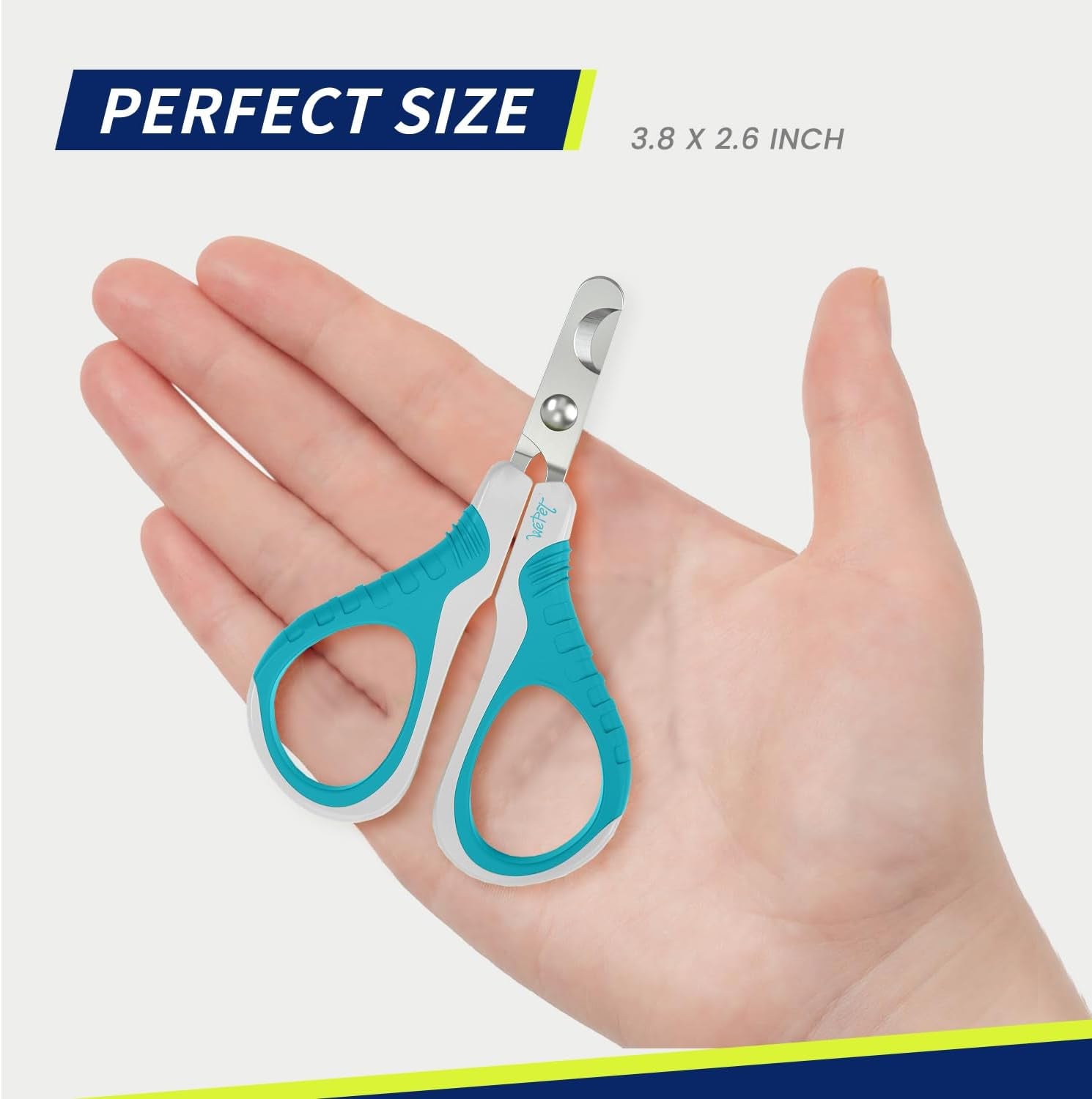 Professional Pet Nail Clippers - Ergonomic Bended Scissors for Cats, Dogs, Kittens & Small Animals - Stylish White & Pine Green Design