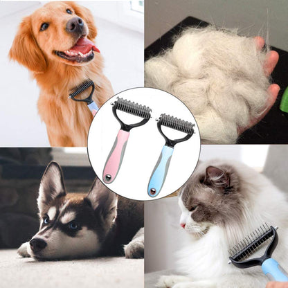 Pet Grooming Brush - Dog Brushes for Grooming-Double Sided Shedding and Dematting Undercoat Rake Comb for Dogs and Cats,Extra Wide- Designed for Medium and Long Haired Cats Dogs and Every Other Pet