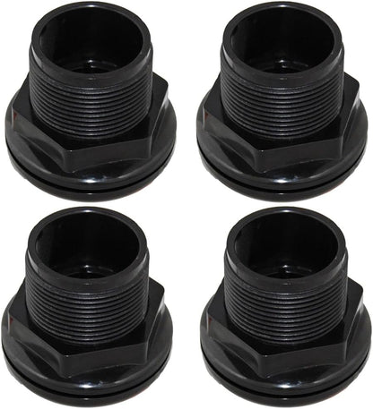 1" Bulkhead Fitting Slip X Slip ABS Aquarium Pond Filters (4 Pack)
