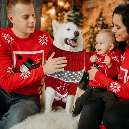 4 Pieces Christmas Dog Sweaters Halloween Puppy Holiday Sweaters Santa Reindeer Snowman Snowflake Pumpkin Pet Clothes for Xmas Dog Cat Costume(Medium,Cute Pattern)