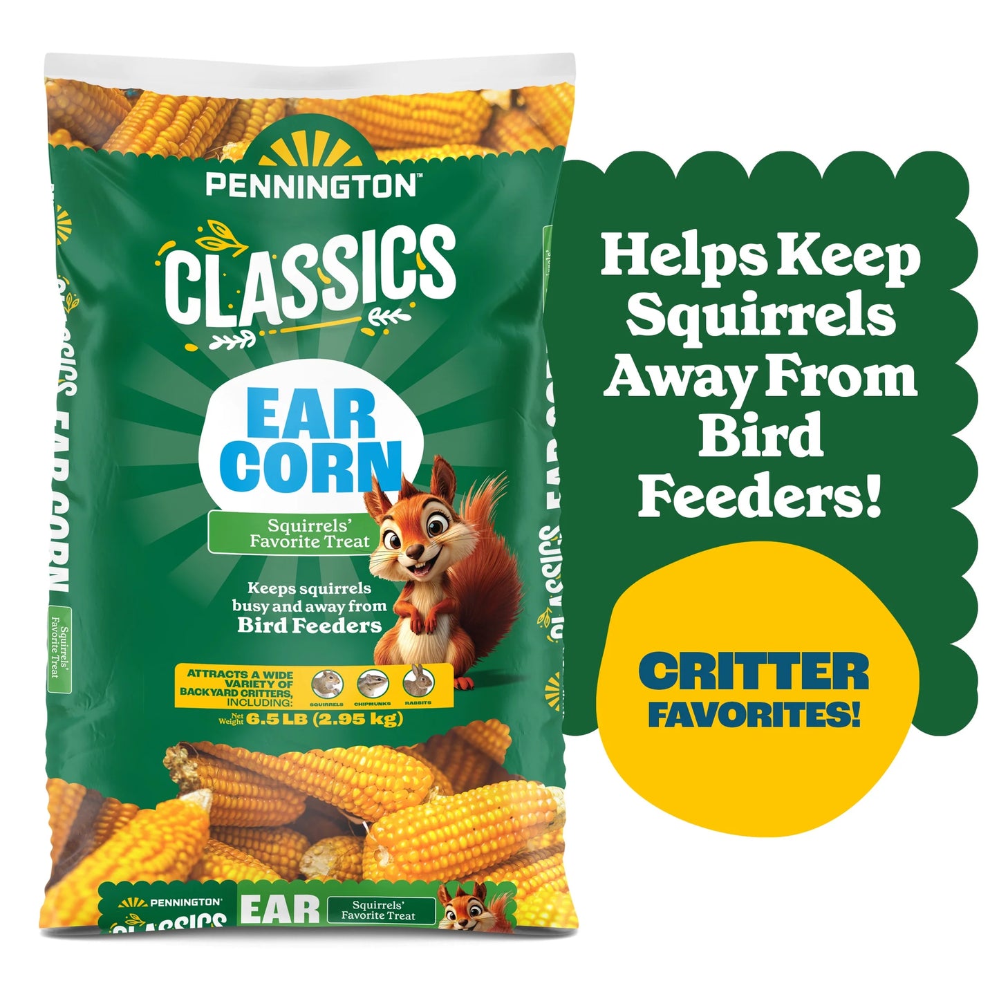 Classic Whole Ear Corn, Squirrel and Critter Feed, 6.5 Lb. Bag, Dry, 1 Pack