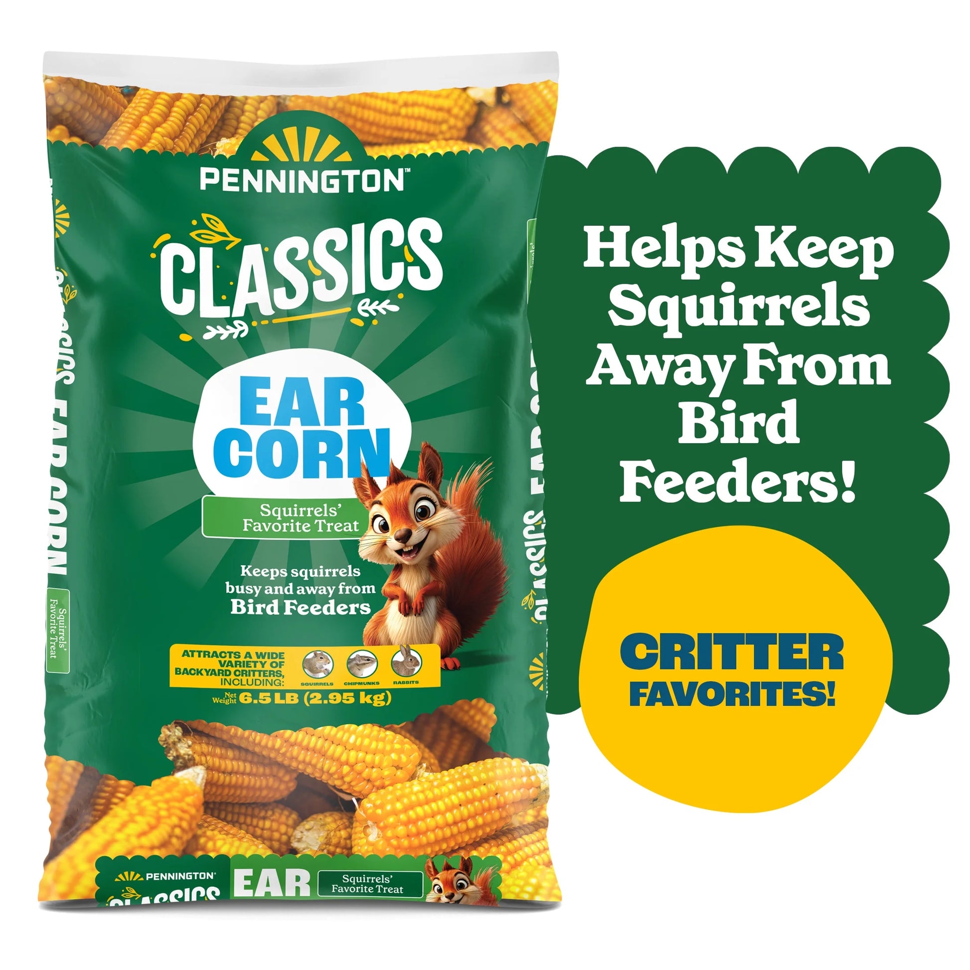 Classic Whole Ear Corn, Squirrel and Critter Feed, 6.5 Lb. Bag, Dry, 1 Pack