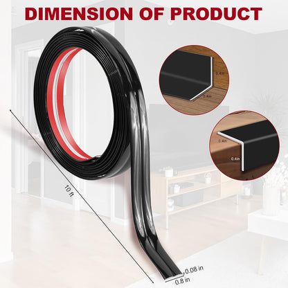0.8 Inch X 10 Feet Wall Corner Protector Peel and Stick Corner Trim Molding Strip Self Adhesive Wall Edge Protectors Guards for Edge Ceiling, Black