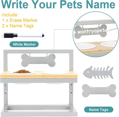 Elevated Dog Feeder, 3 Adjustable Heights, Break-Resistant Melamine Bowls, Suitable for Cats and Small Dogs, 4"H, BPA Free