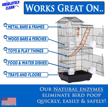 Amazing Bird Cage Cleaner and Deodorizer - Just Spray/Wipe - Safely & Easily Removes Bird Messes Quickly and Easily - Made in the US - Fragrance Free - 16Oz (Pack of 2)