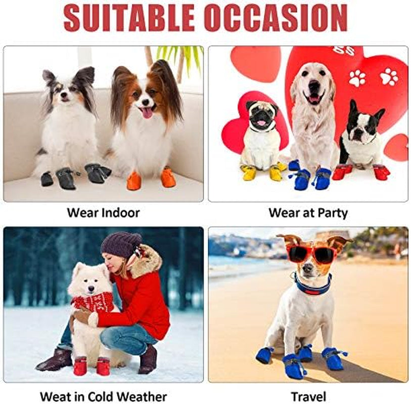 5 Sets 20 Pieces Dog Boots Paw Protectors Anti-Slip Dog Sock Shoes Waterproof Dog Boots with Adjustable Fastening Straps for Pets Dogs (Small Size)