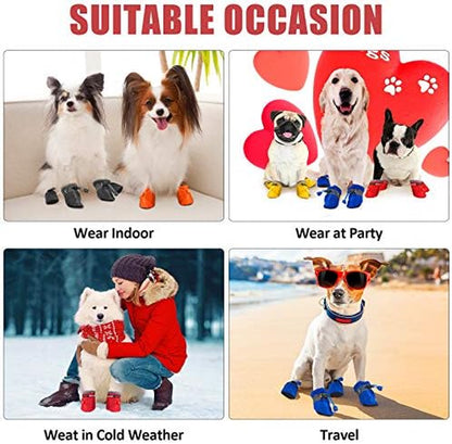 5 Sets 20 Pieces Dog Boots Paw Protectors Anti-Slip Dog Sock Shoes Waterproof Dog Boots with Adjustable Fastening Straps for Pets Dogs (Small Size)