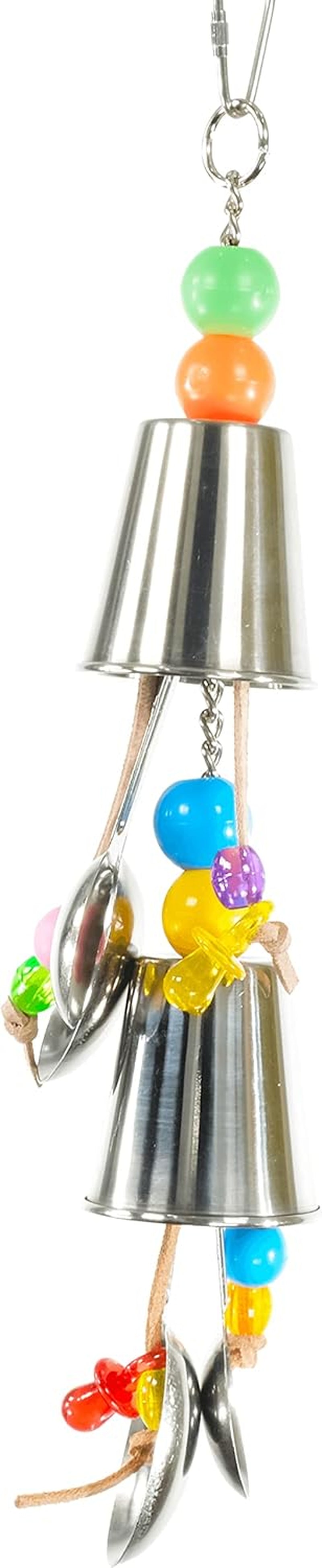 1505 Duo Spoon Bobble Toy Parrot Pot Cage Toys Cages Amazon African Grey Macaw Parrots Cockatoo Conure Foraging Ball Aviary