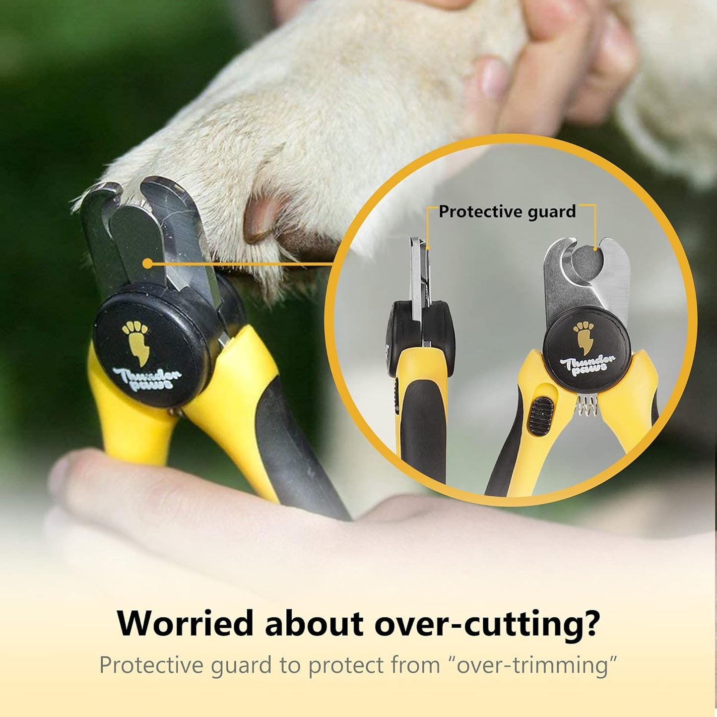 Professional-Grade Nail Clippers for Dogs Nail Trimmer with Safety Guard and Nail File - Nail Clippers for Large Dogs - Dog Nail Clipper Toenail Clippers (Yellow, Medium-Large)