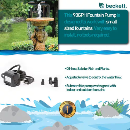 90 GPH Submersible Fountain Pump