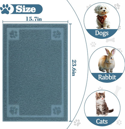 Pet Feeding Mat Large for Dogs and Cats,24"×16" Flexible and Easy to Clean Feeding Mat,Best for Non Slip Waterproof Feeding Mat. (Silver Blue)