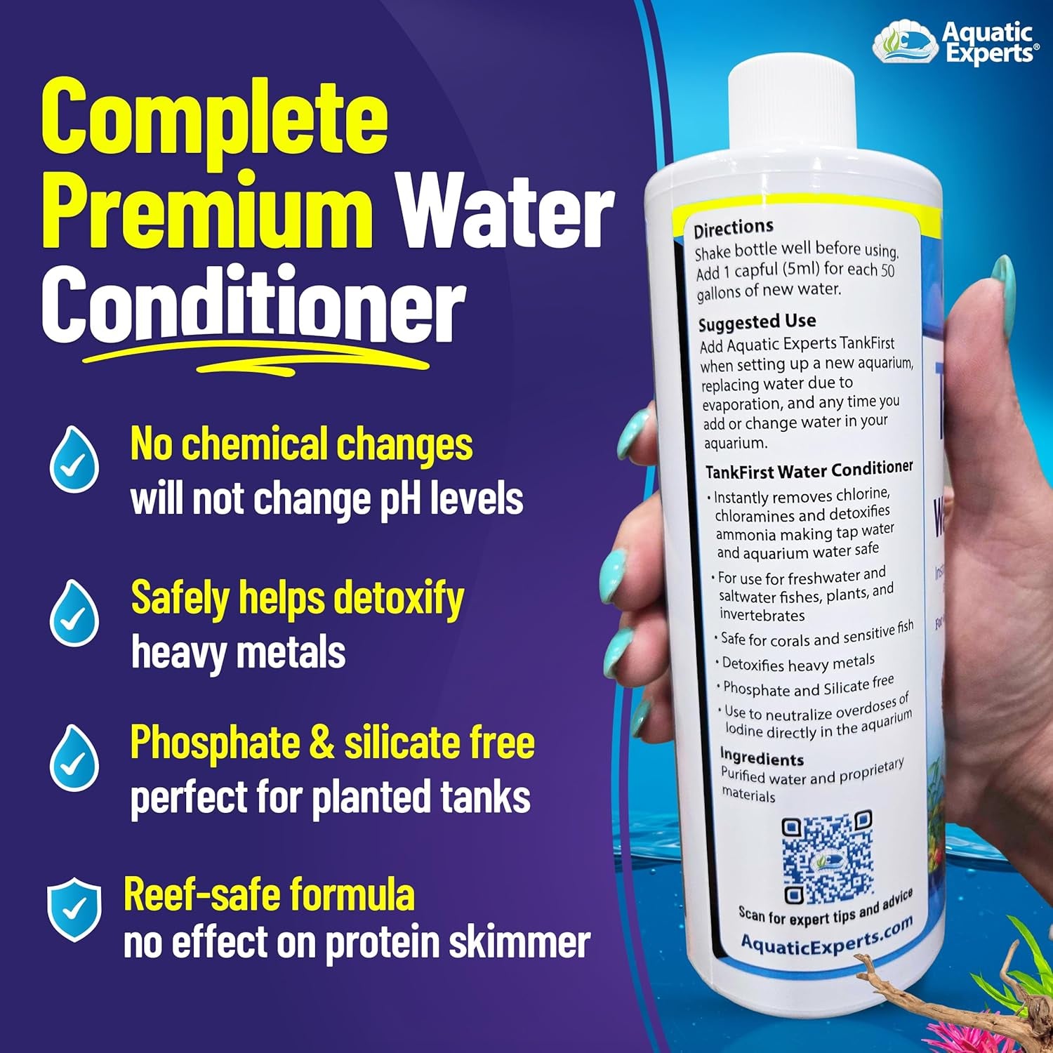 Tankfirst Complete Aquarium Water Conditioner - Fish Water Conditioner, Instantly Removes Chlorine, Chloramines, and Detoxifies Ammonia from Fish Tank (Tankfirst Concentrate, 500 Ml)