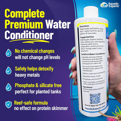 Tankfirst Complete Aquarium Water Conditioner - Fish Water Conditioner, Instantly Removes Chlorine, Chloramines, and Detoxifies Ammonia from Fish Tank (Tankfirst Concentrate, 500 Ml)
