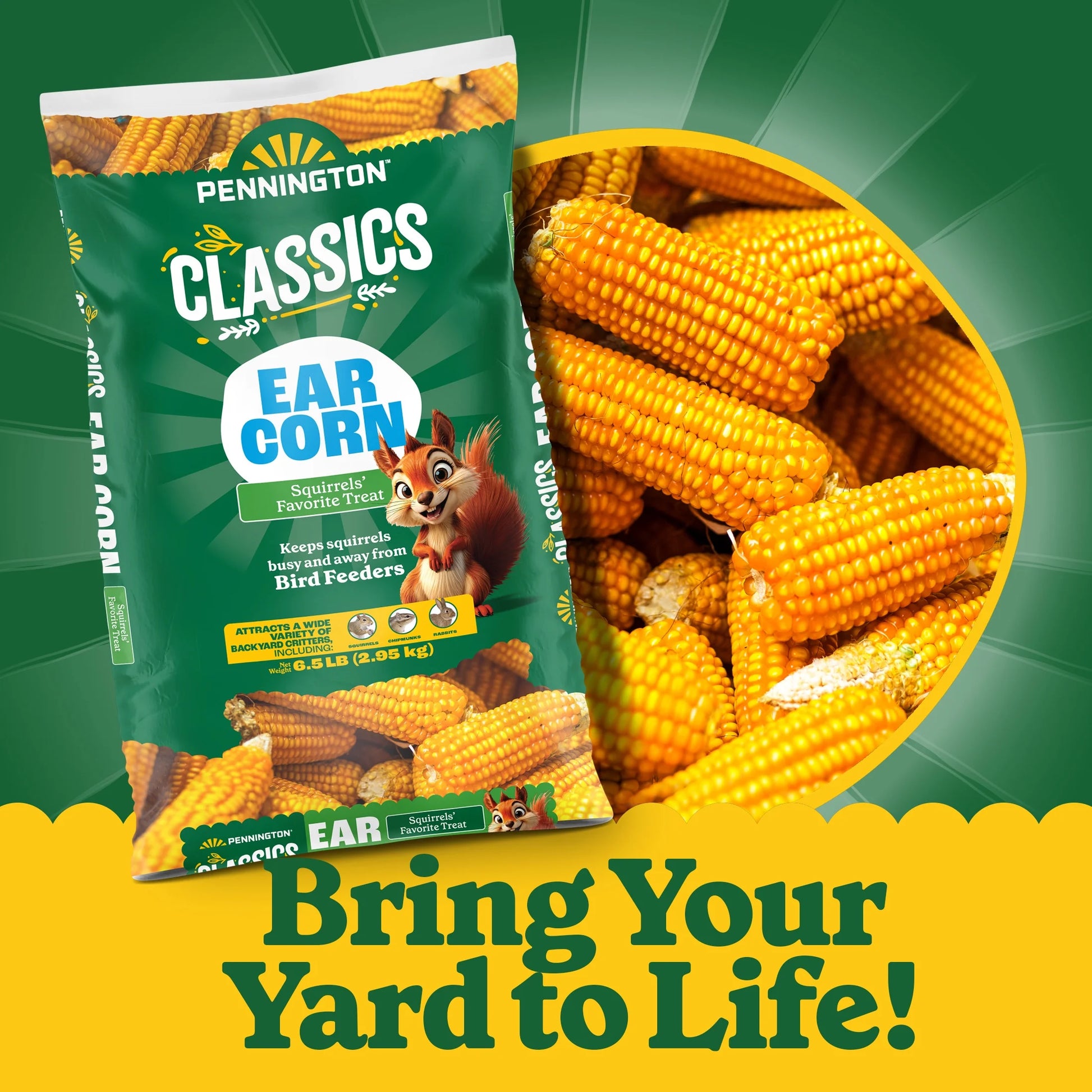 Classic Whole Ear Corn, Squirrel and Critter Feed, 6.5 Lb. Bag, Dry, 1 Pack