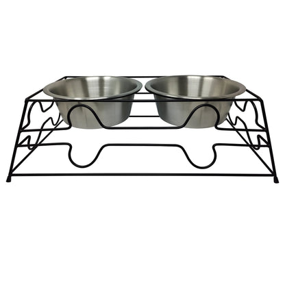 Large 7.6-Cup Stainless Steel Pet Double Diner, Silver