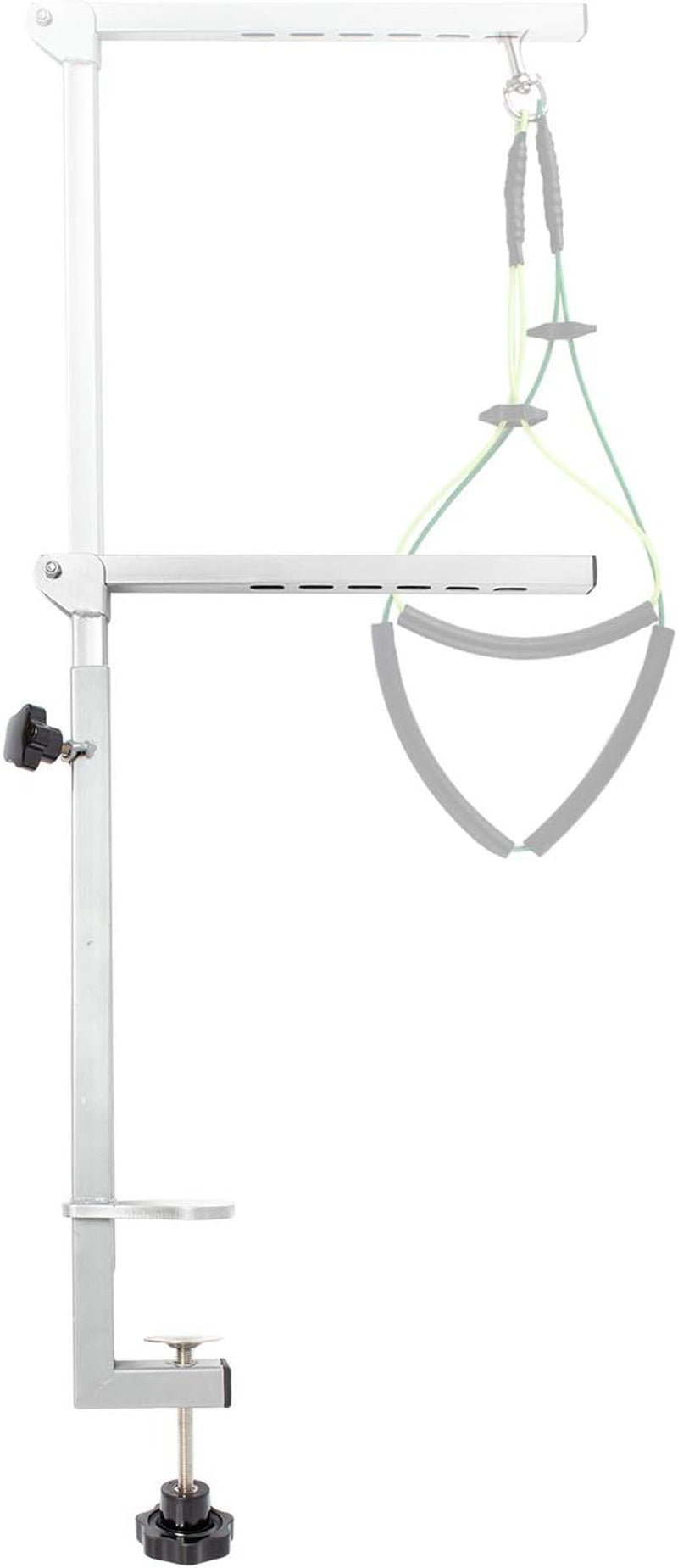 - Portable Dog Grooming Arm with Loop & Clamp for Pet Grooming Table - Dog Grooming Supplies 27In Foldable Silver Steel Arm with S/M (19 or 21In) No Sit Haunch Holder