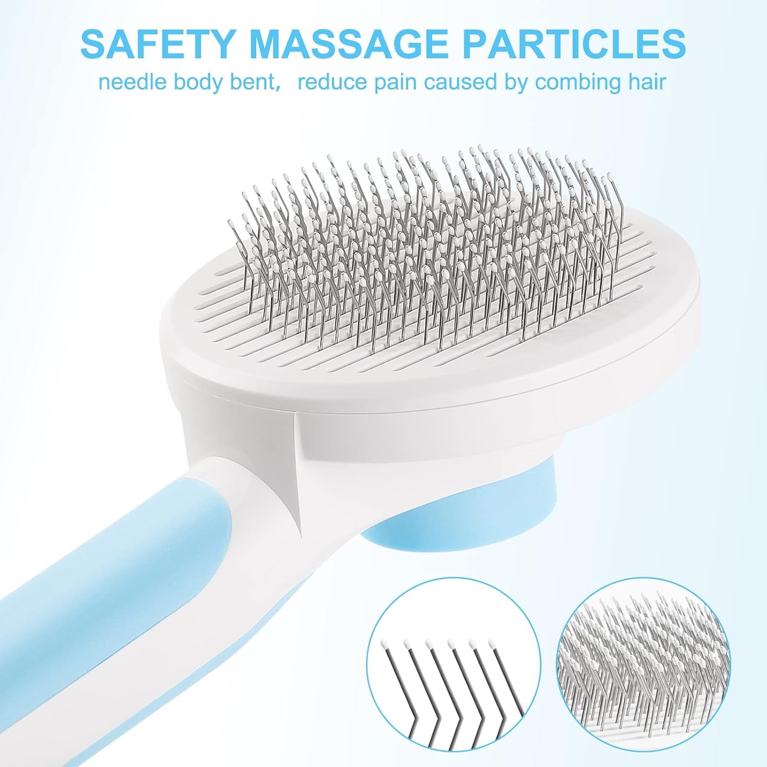 Self Cleaning Slicker Brush,Long & Short Hair Pets Gently Removes Loose Undercoat, Mats and Tangled Hair Dog & Cat Grooming Brush, Skin Friendly(Blue)