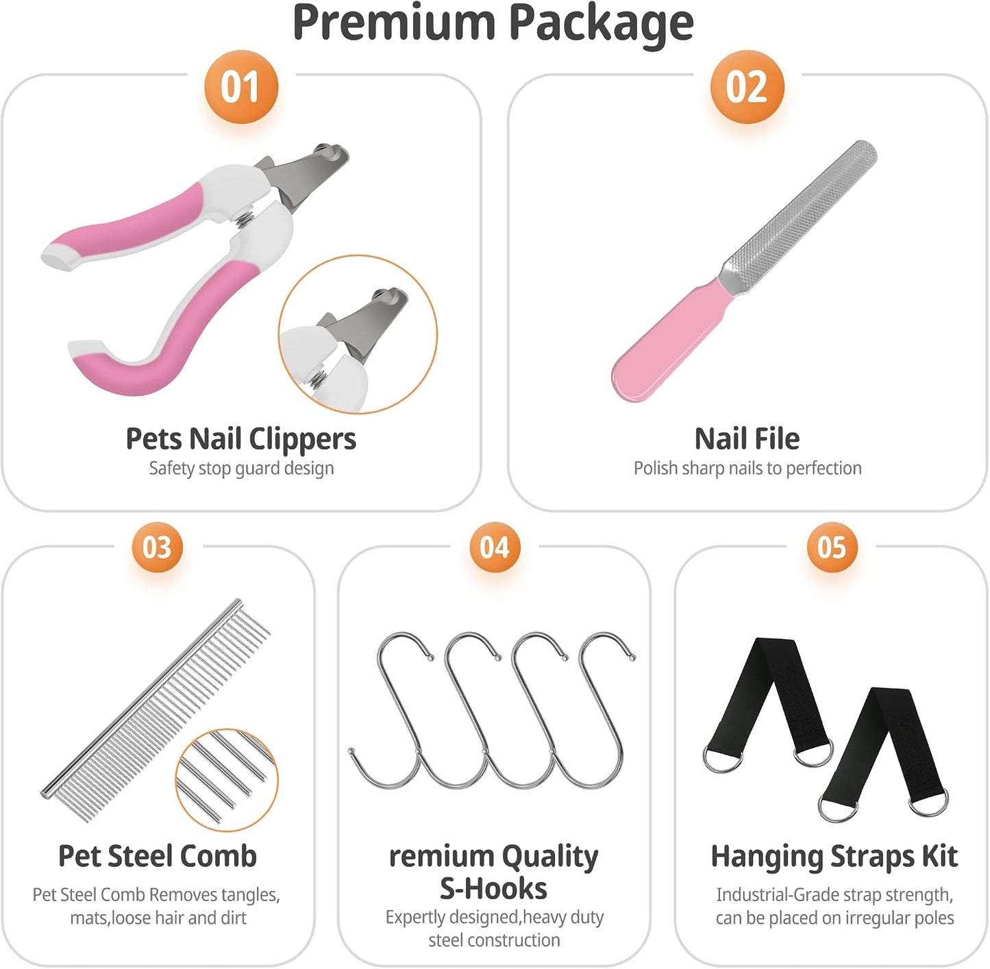 Pet Grooming Hammock, Harness for Cats & Dogs,10 in 1 Dog Holder for Grooming, Hammock Restraint Bag,Pet Supplies Orange