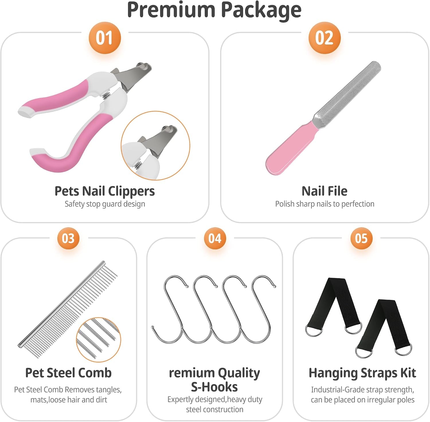 Pet Grooming Hammock, Harness for Cats & Dogs,10 in 1 Dog Holder for Grooming, Hammock Restraint Bag,Pet Supplies Orange