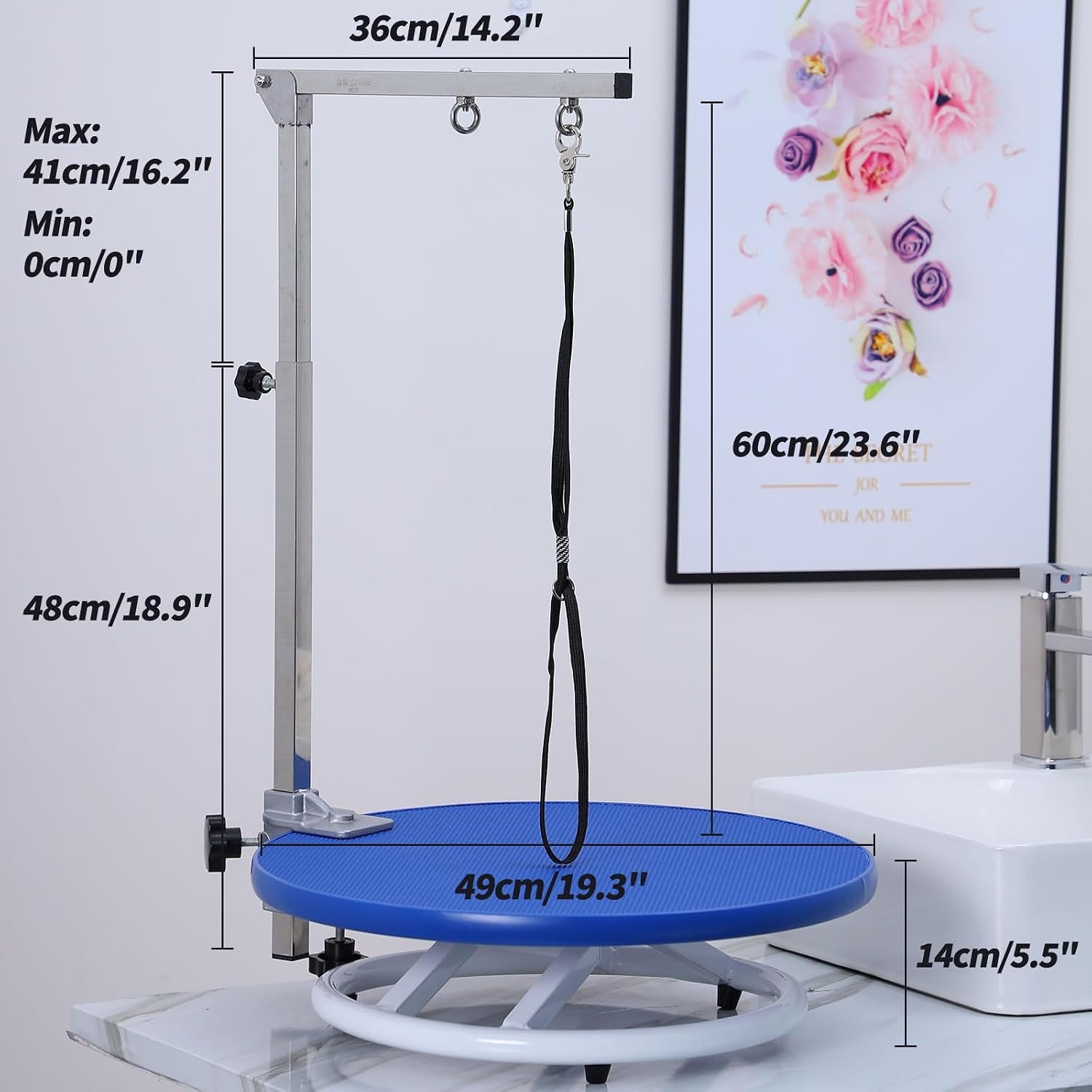 Dog Grooming Table for Dogs At-Home - 360 Rotating Medium Small Dog Grooming Table Adjustable Grooming Arm Includes Grooming Arm, Loop Noose