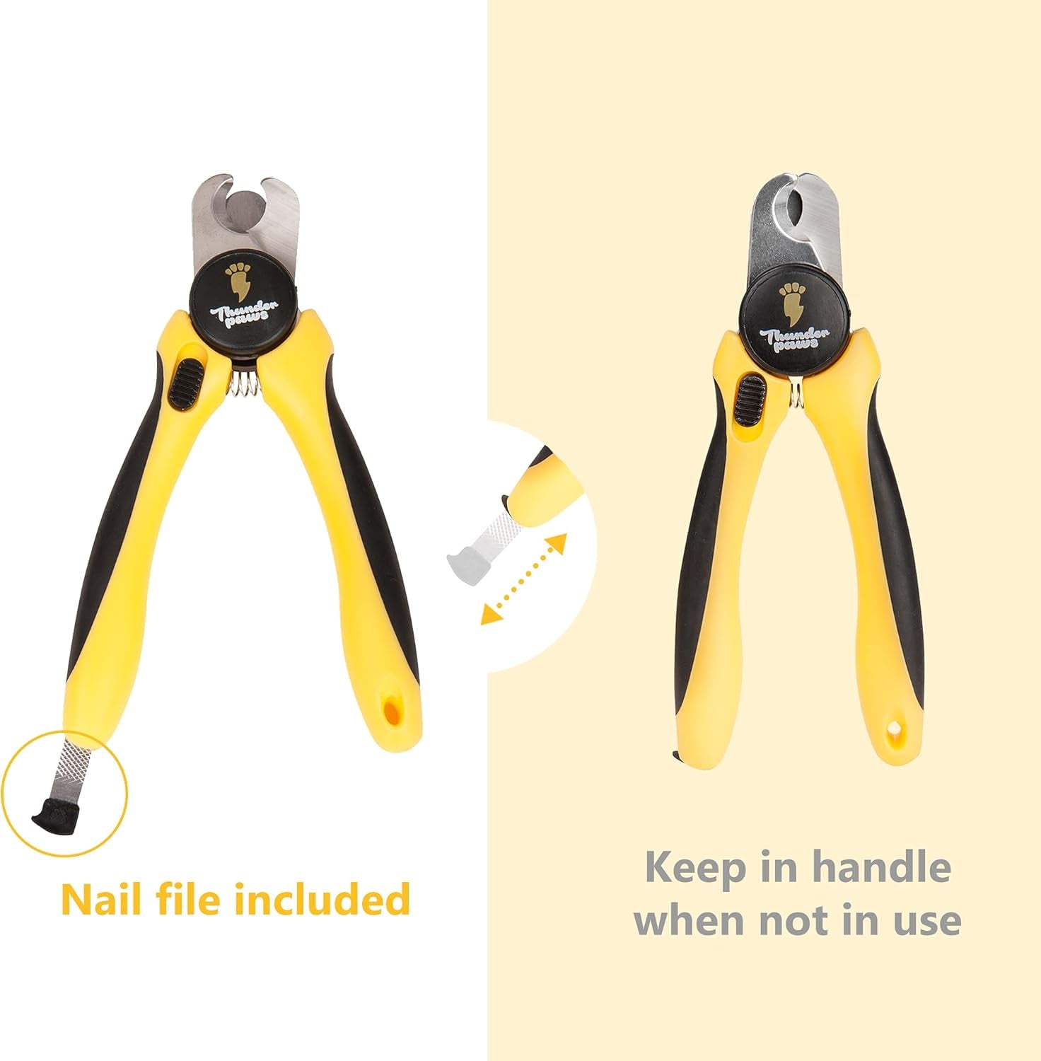 Professional-Grade Nail Clippers for Dogs Nail Trimmer with Safety Guard and Nail File - Nail Clippers for Large Dogs - Dog Nail Clipper Toenail Clippers (Yellow, Medium-Large)