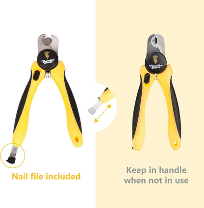 Professional-Grade Nail Clippers for Dogs Nail Trimmer with Safety Guard and Nail File - Nail Clippers for Large Dogs - Dog Nail Clipper Toenail Clippers (Yellow, Medium-Large)