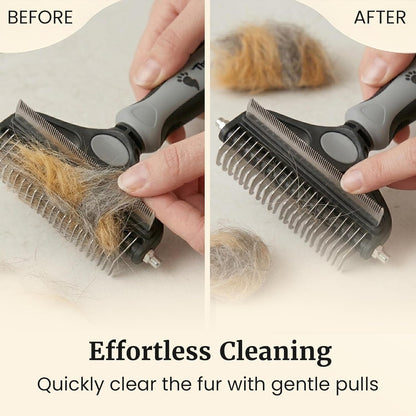 2-In-1 Deshedding Brush and Dematting Rake for Dogs – Double Coat Undercoat Grooming Tool for Medium to Large Breeds, Reduces Shedding by up to 95%