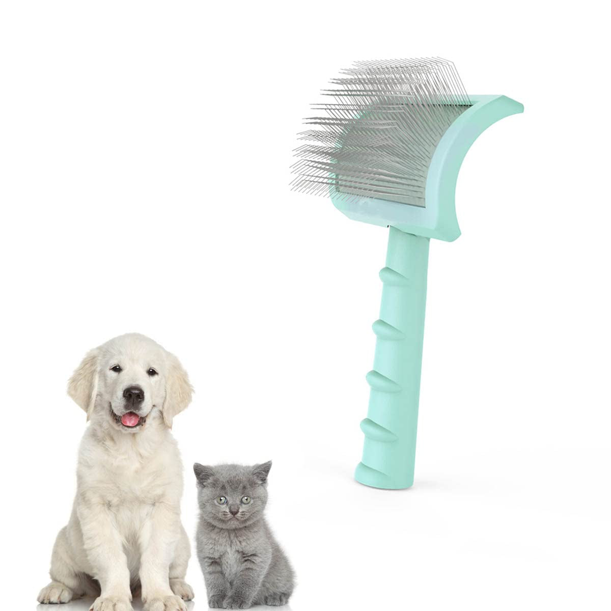 Grooming Brush for Dogs, Cats Shedding Hair Supplies, Removing Hair Comb for Pet Long Hair Green