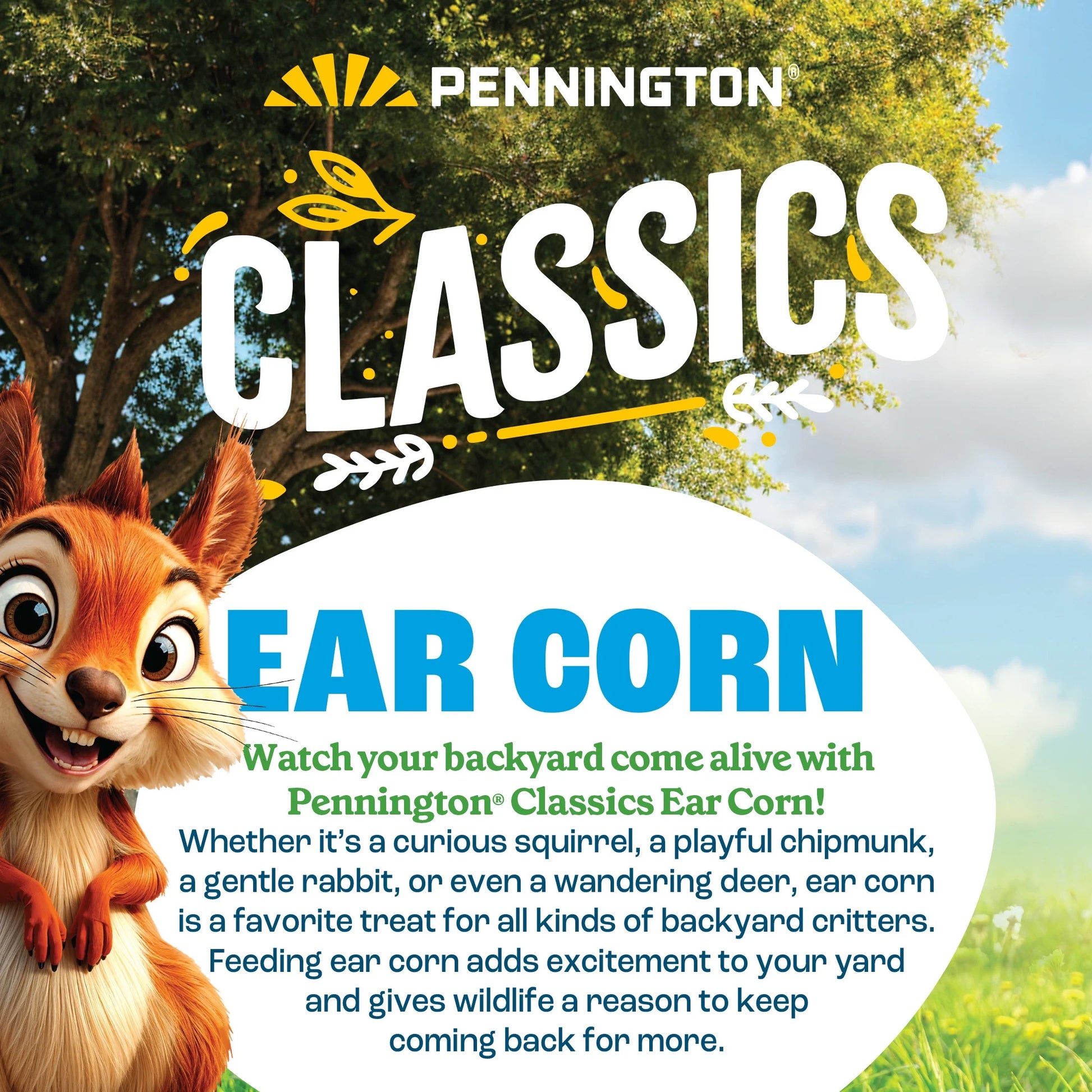 Classic Whole Ear Corn, Squirrel and Critter Feed, 6.5 Lb. Bag, Dry, 1 Pack