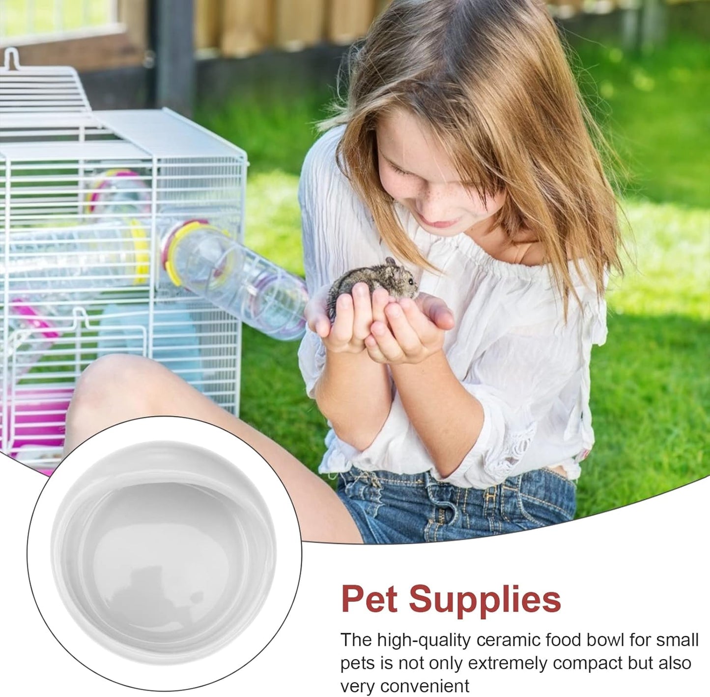 Ceramic Hamster Feeding Bowls, Small Animal Food Bowl Water Feeder for Hedgehog Guinea-Pig Gerbil (Random Color)