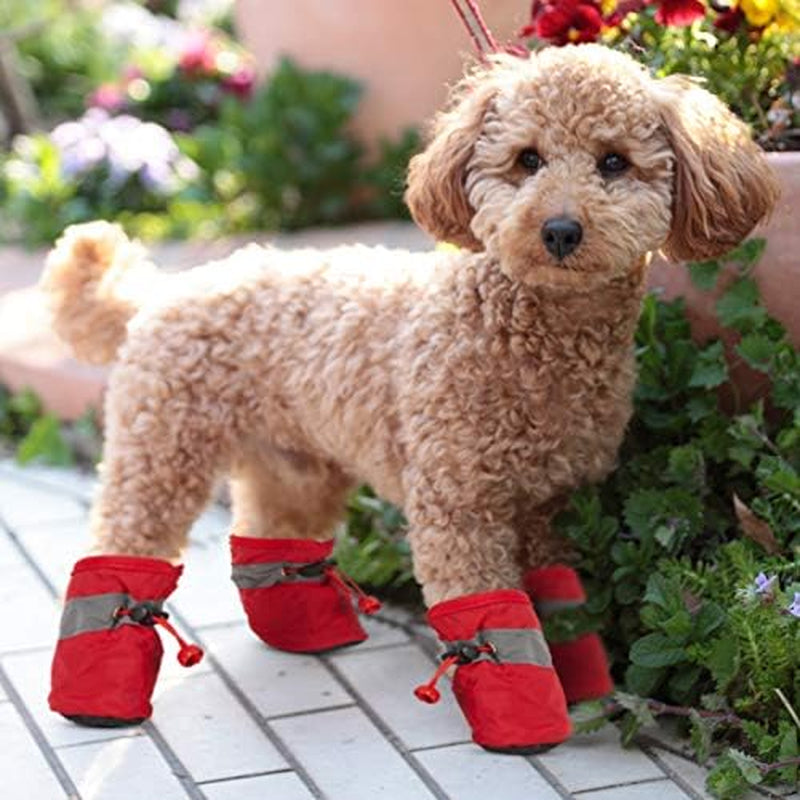 5 Sets 20 Pieces Dog Boots Paw Protectors Anti-Slip Dog Sock Shoes Waterproof Dog Boots with Adjustable Fastening Straps for Pets Dogs (Small Size)