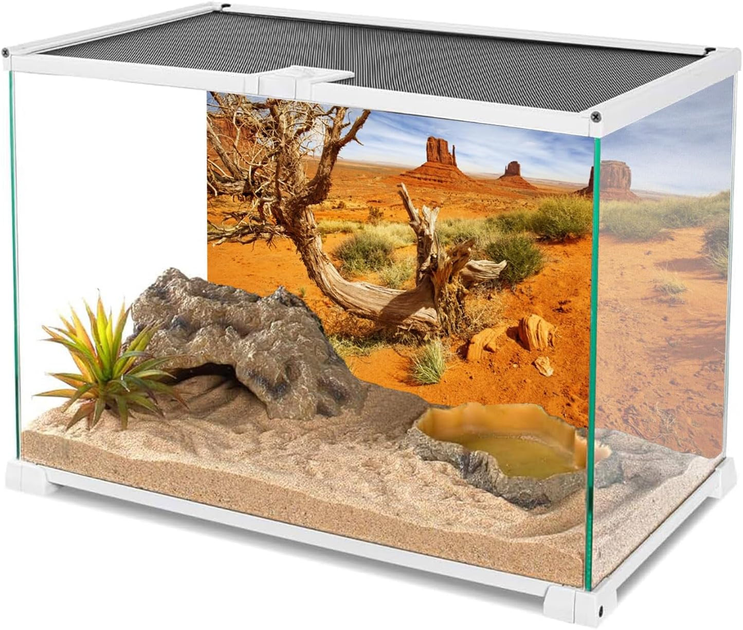 60X24 Inches Reptile Habitat Background Orange Desert Terrarium Background Durable Polyester Background