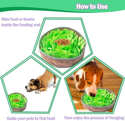 Snuffle Mat for Dogs Non Slip Dog Feeding Mat with Foraging Toys, Stress Relief Activity Pad for Small Pets Nose Work Training Blanket