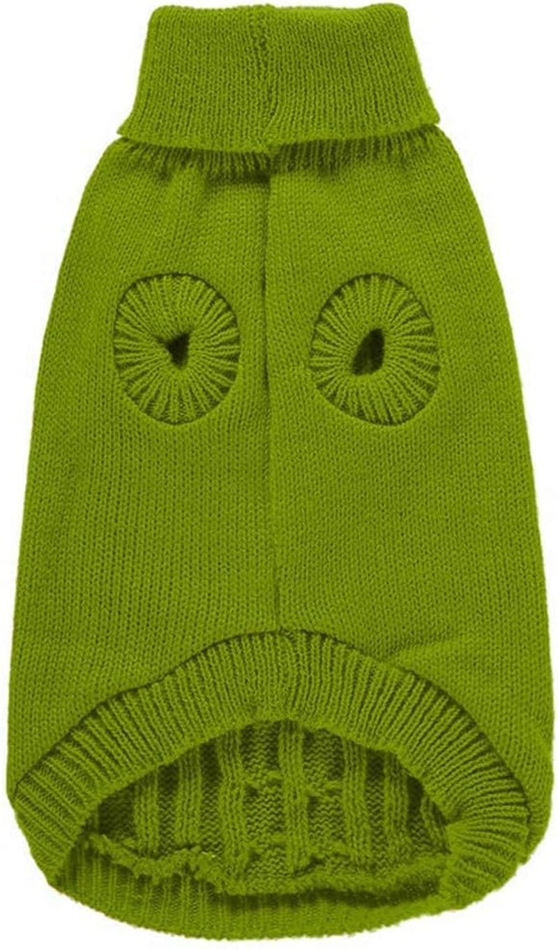 Small Dog Sweaters Knitted Pet Cat Warm Dog Sweatshirt Winter Clothes Kitten Puppy Sweater (Medium,Light Green)