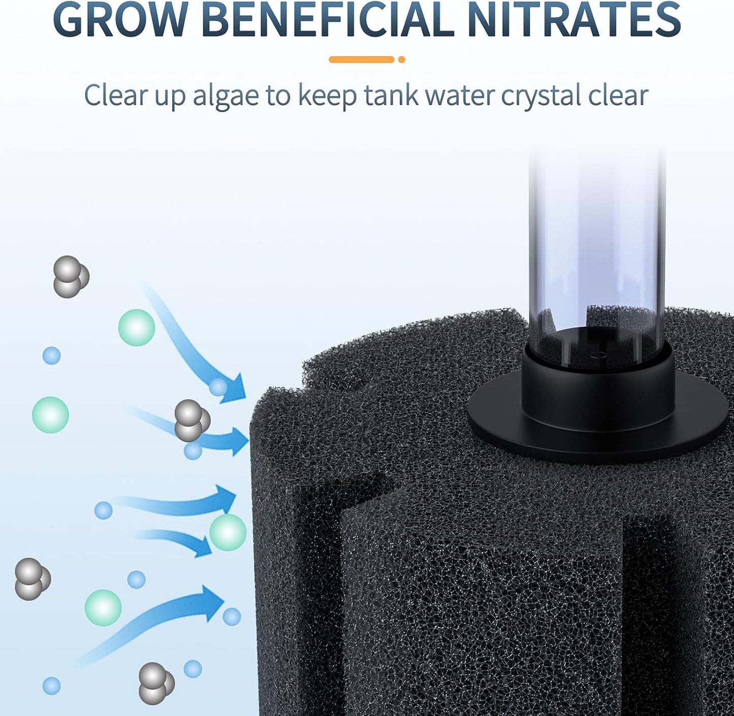 Aquarium Large Bio Sponge Filter Quiet Betta Fry Shrimp and Small Fish Foam Filter for Fish Tank up to 60 Gallon
