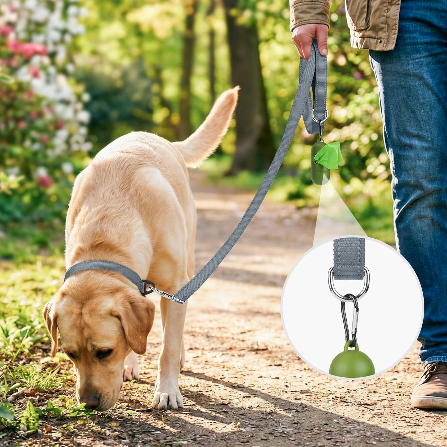 Dog Leash, 5 FT Double-Sided Reflective, Padded Handle Nylon Heavy Duty Leashes for Small Dogs Walking, Grey