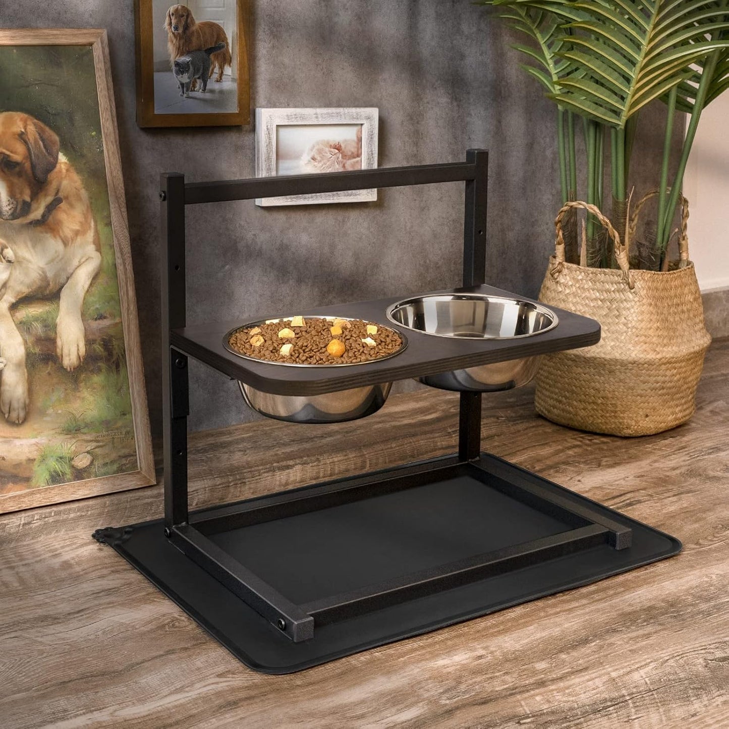 Elevated Dog Bowl Stand, Adjustable 3 Heights, 16.5X16 Inch