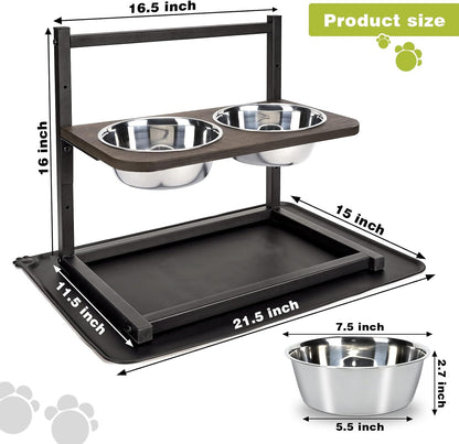 Elevated Dog Bowl Stand, Adjustable 3 Heights, 16.5X16 Inch
