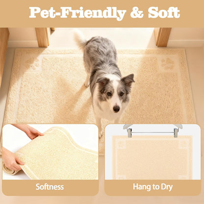 Pet Feeding Mat Large for Dogs and Cats,24"×16" Flexible and Easy to Clean Feeding Mat,Best for Non Slip Waterproof Feeding Mat. (Beige)