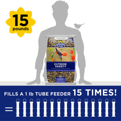 Extreme Variety Wild Bird Food, Dry, 15 Lbs., 1 Count per Pack
