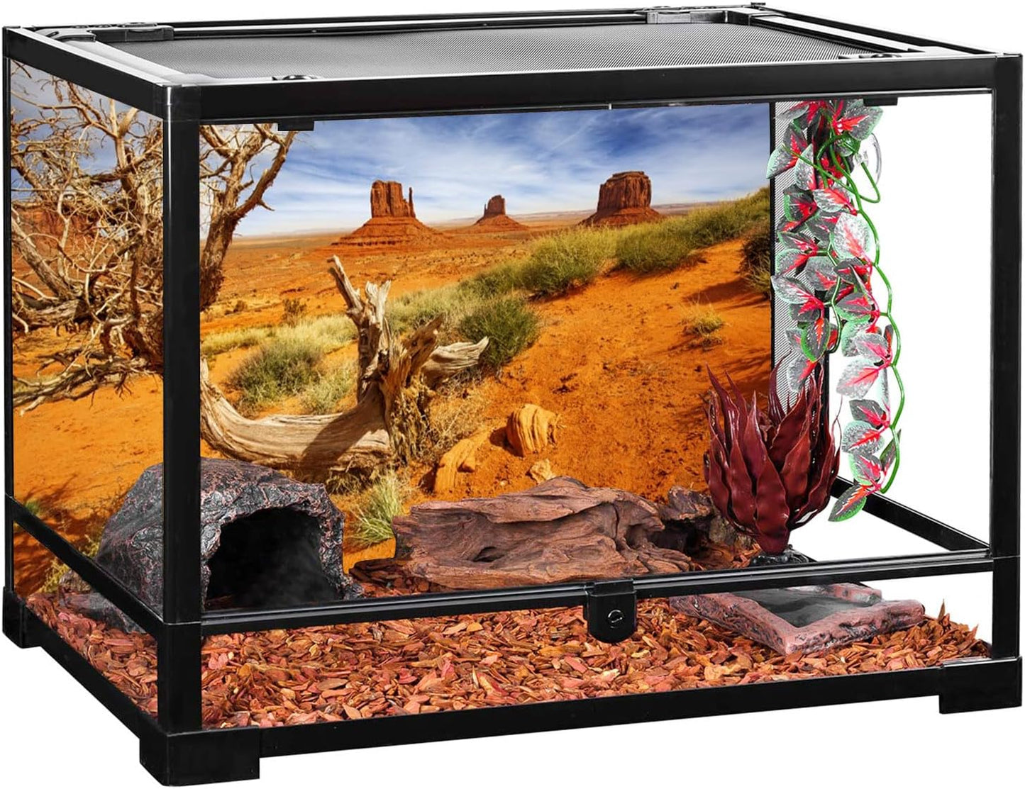 60X24 Inches Reptile Habitat Background Orange Desert Terrarium Background Durable Polyester Background