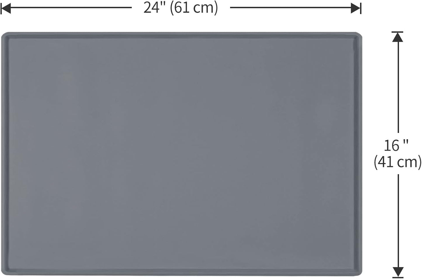 Dog Food Mat,Silicone Waterproof Food Tray,Non Slip Pet Bowl Mats Placemat,0.6" Raised Edge,Suitable for Most Small and Medium Sized Pets,24" X 16"