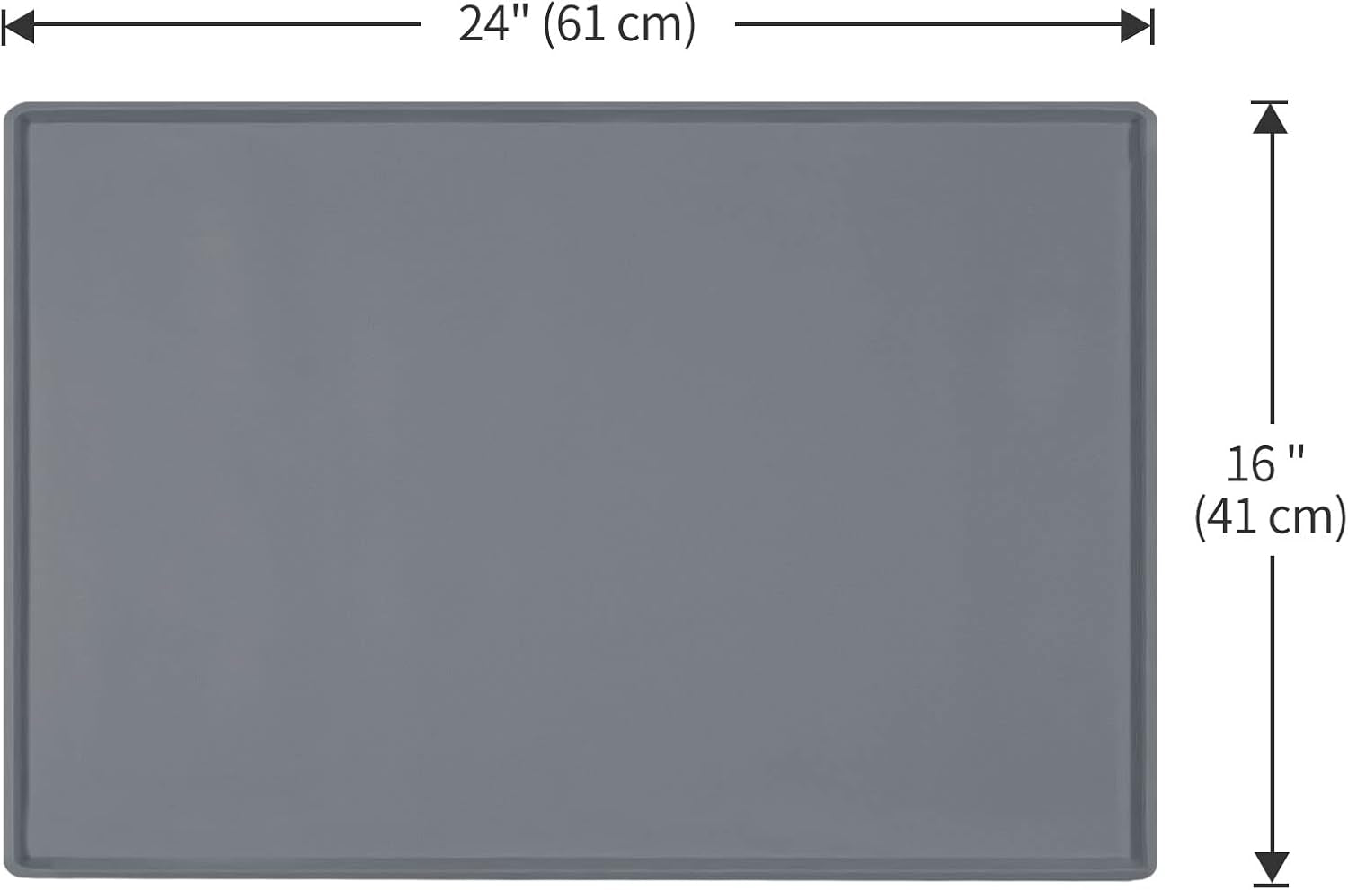Dog Food Mat,Silicone Waterproof Food Tray,Non Slip Pet Bowl Mats Placemat,0.6" Raised Edge,Suitable for Most Small and Medium Sized Pets,24" X 16"