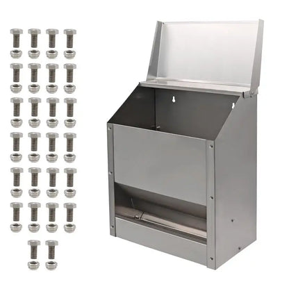 10L Stainless Steel Chicken Feed Trough Bird Drinking Poultry Diet Tool Quail Drinking Cage Pigeon Feeder Duck Food Bowl