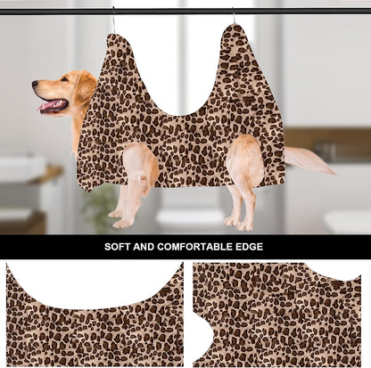 Dog Grooming Hammock, Pet Grooming Hammock Harness for Cats Dogs Grooming Helper Durable Restraint Bag Drying Towel for Bathing Trimming Nail Clipping, with 2 Hooks, Leopard Printing (Small)