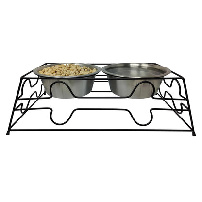 Large 7.6-Cup Stainless Steel Pet Double Diner, Silver