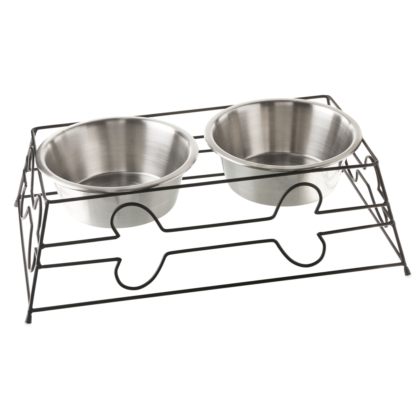 Large 7.6-Cup Stainless Steel Pet Double Diner, Silver