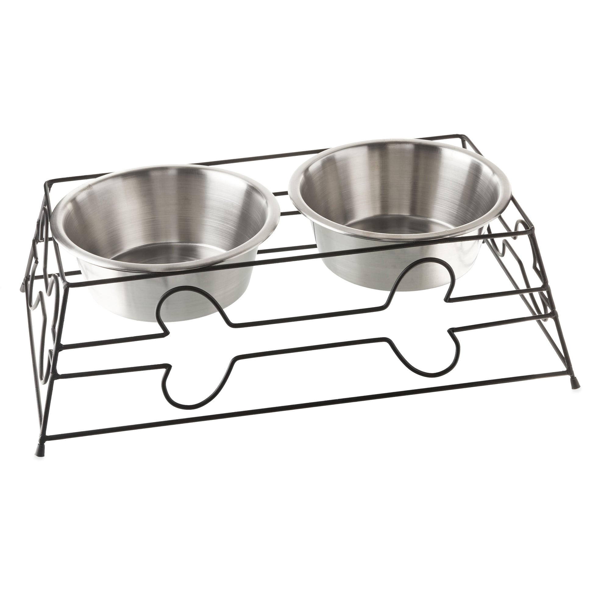 Large 7.6-Cup Stainless Steel Pet Double Diner, Silver