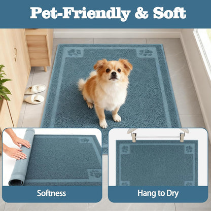 Pet Feeding Mat Large for Dogs and Cats,24"×16" Flexible and Easy to Clean Feeding Mat,Best for Non Slip Waterproof Feeding Mat. (Silver Blue)