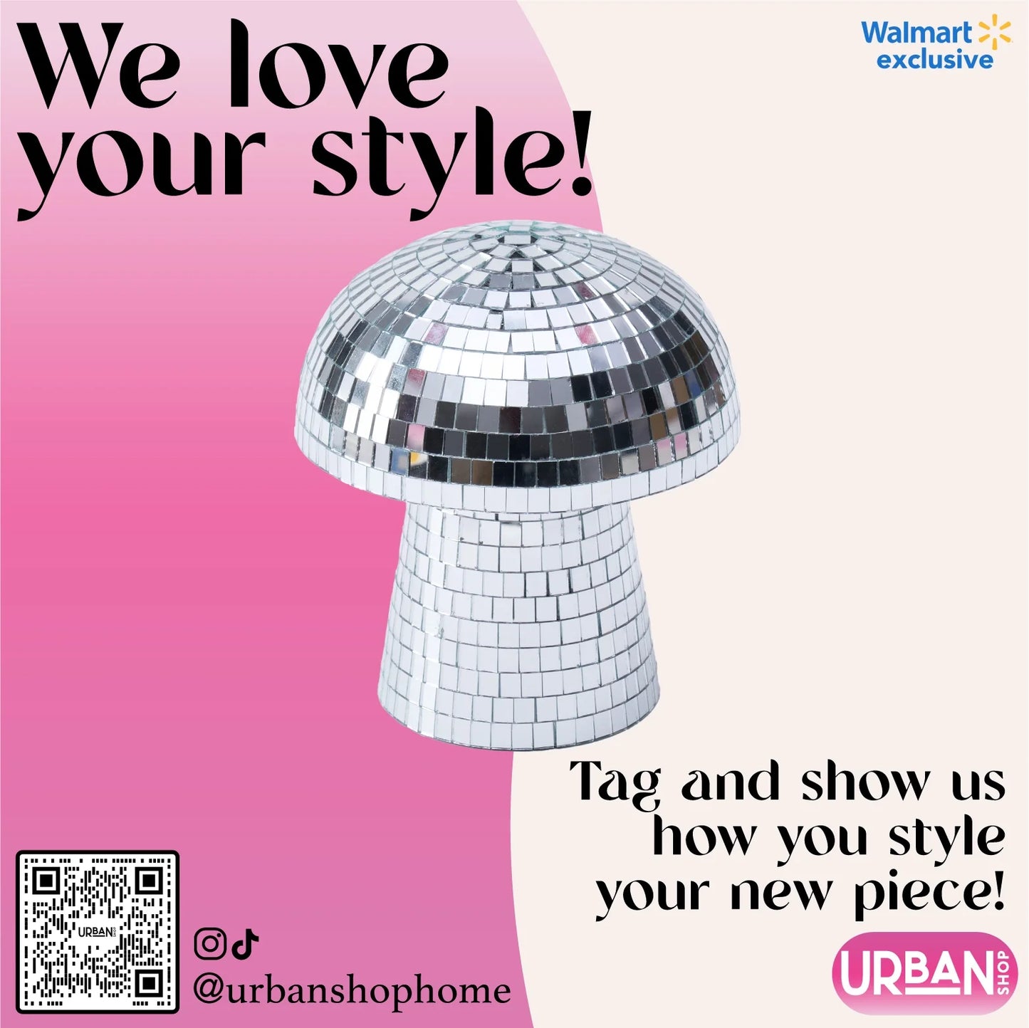 Disco Mushroom Decorative Figurine, 6.9" H X 6.3" W